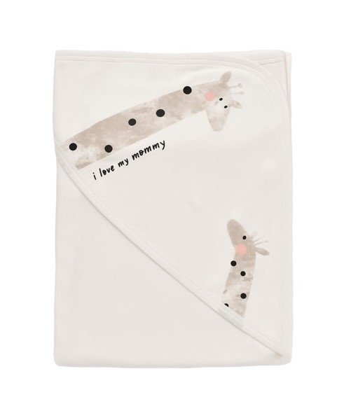 BabyCosy Paturica din bumbac organic Girafe Ecru Light 85X85 cm