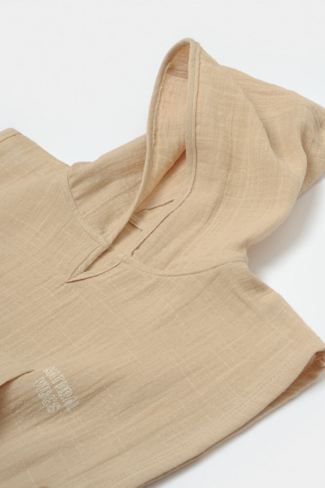 BabyCosy Prosop plaja poncho copii din muselina absorbanta Apricot