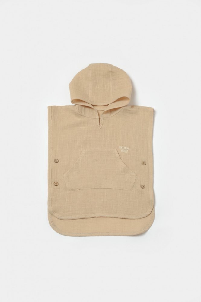 BabyCosy Prosop plaja poncho copii din muselina absorbanta Apricot