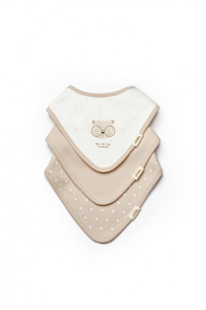 BabyCosy Set de 3 bavete pentru nou nascut 100 bumbac organic TeddyBear