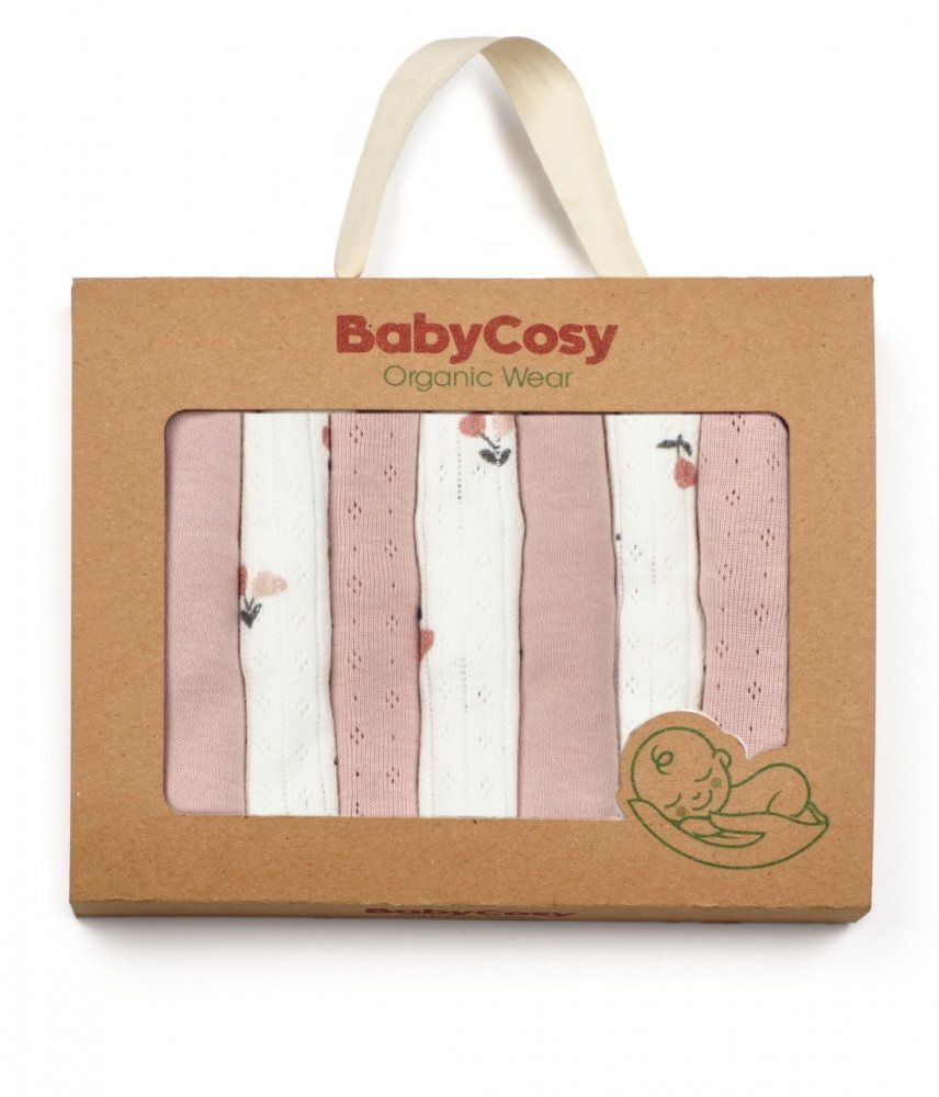 BabyCosy Set de 7 batistute din bumbac pentru bebelusi dimensiune 25 X 25 cm roz