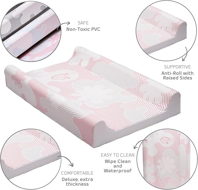 BabyDam Saltea pentru infasat ChangeMat Roz 70x45 cm suport lateral