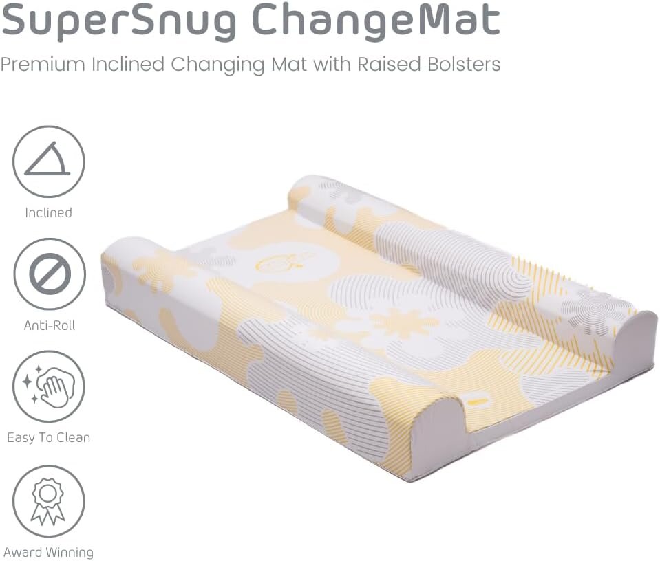 BabyDam Saltea pentru infasat SuperSnug AlbGalben 70x45cm inclinata anti reflux suport lateral