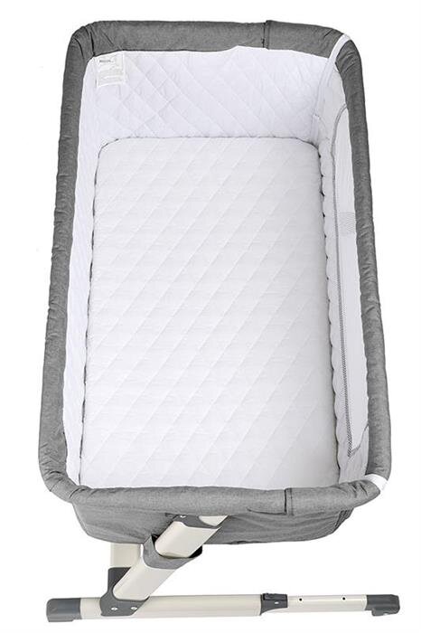 BABYGo Patut co-sleeper pentru copii Together Grey 2 in 1 cu 6 trepte de reglare pe inaltime laterala culisanta roti saltea inclusa varsta 0 Luni+