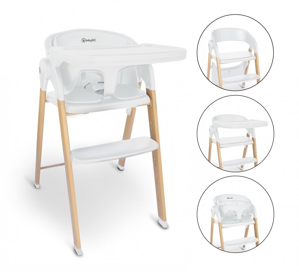 BABYGo Scaun de masa 3 in 1 transformabil Levels alb