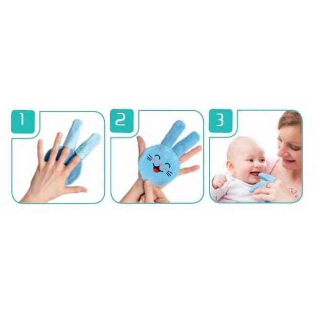 BabyJem Accesoriu pentru curatare dinti si gingii bebelusi Rabbit Glove Blue