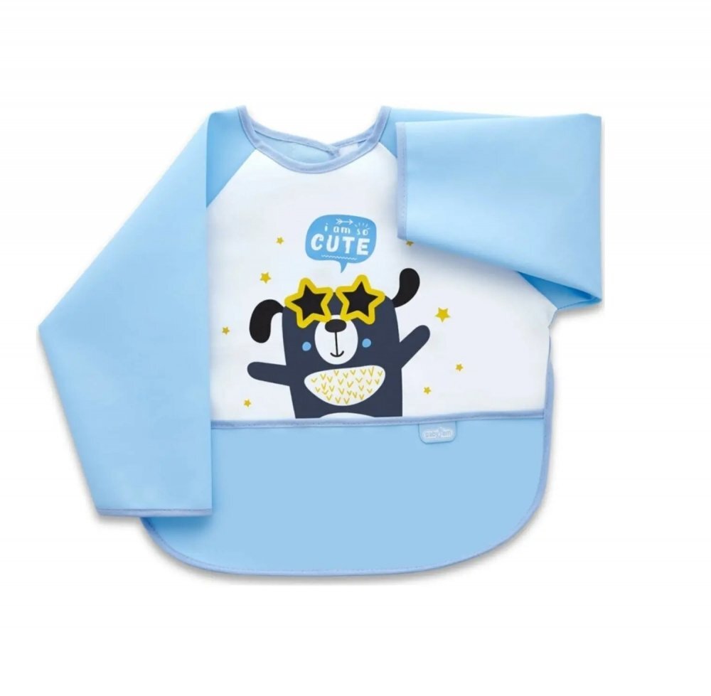 BabyJem Baveta cu maneci si buzunar Polly Bib Blue