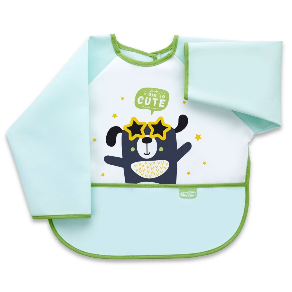 BabyJem Baveta cu maneci si buzunar Polly Bib Green