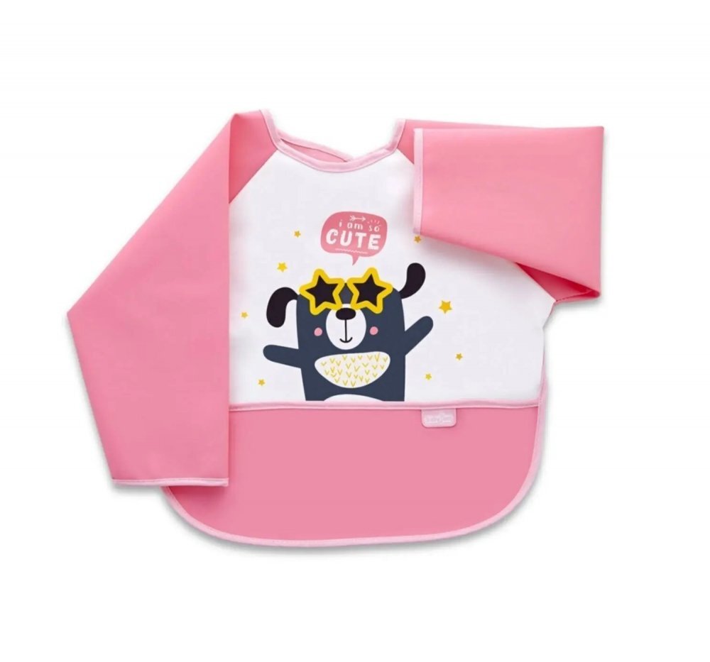 BabyJem Baveta cu maneci si buzunar Polly Bib Pink