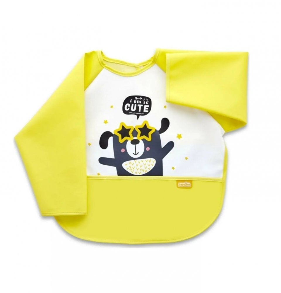 BabyJem Baveta cu maneci si buzunar Polly Bib Yellow