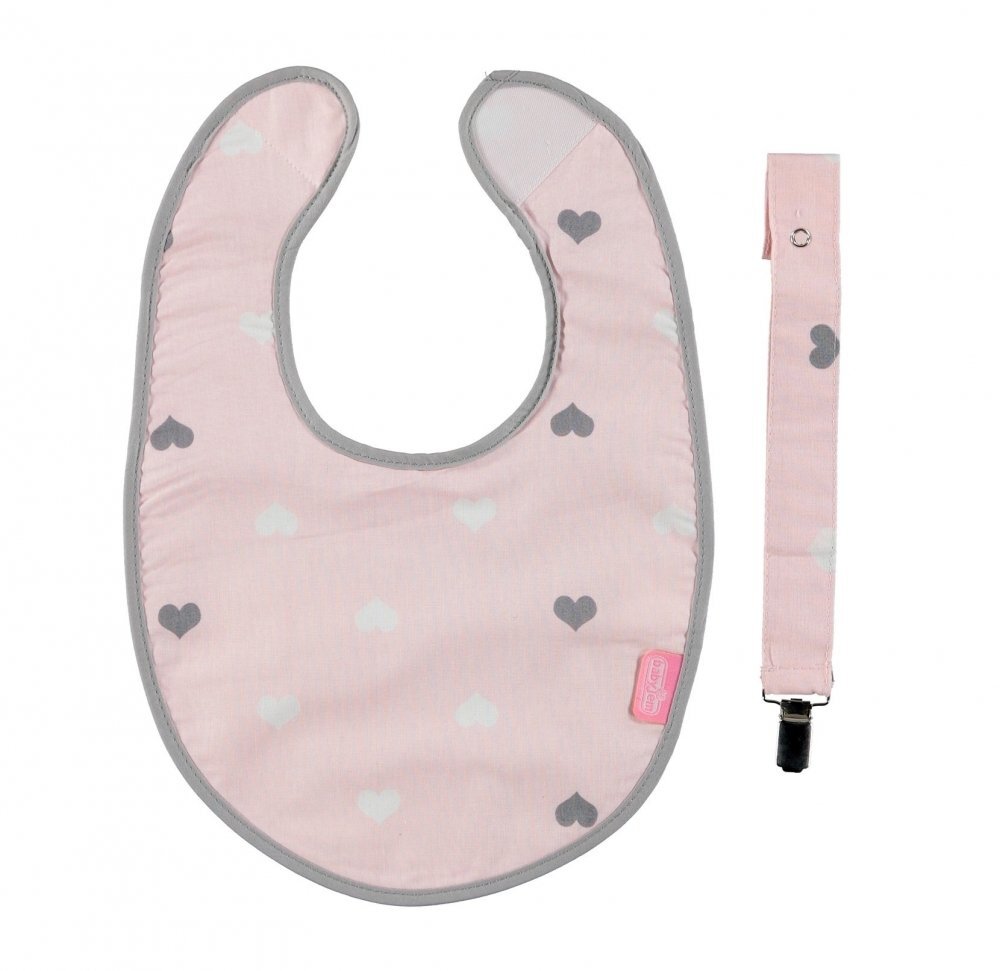 BabyJem Baveta cu suport pentru suzeta Little Hearts Pink