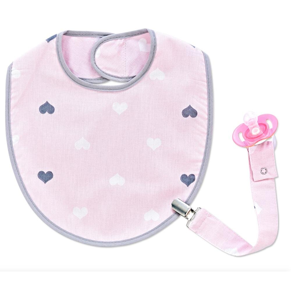 BabyJem Baveta cu suport pentru suzeta Little Hearts Pink