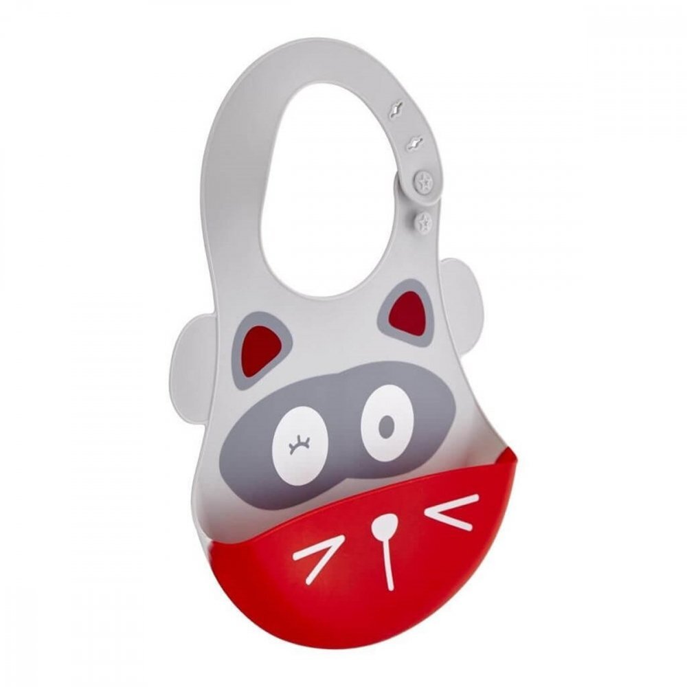 BabyJem Baveta din silicon Soft Baby Bib Racoon Grey