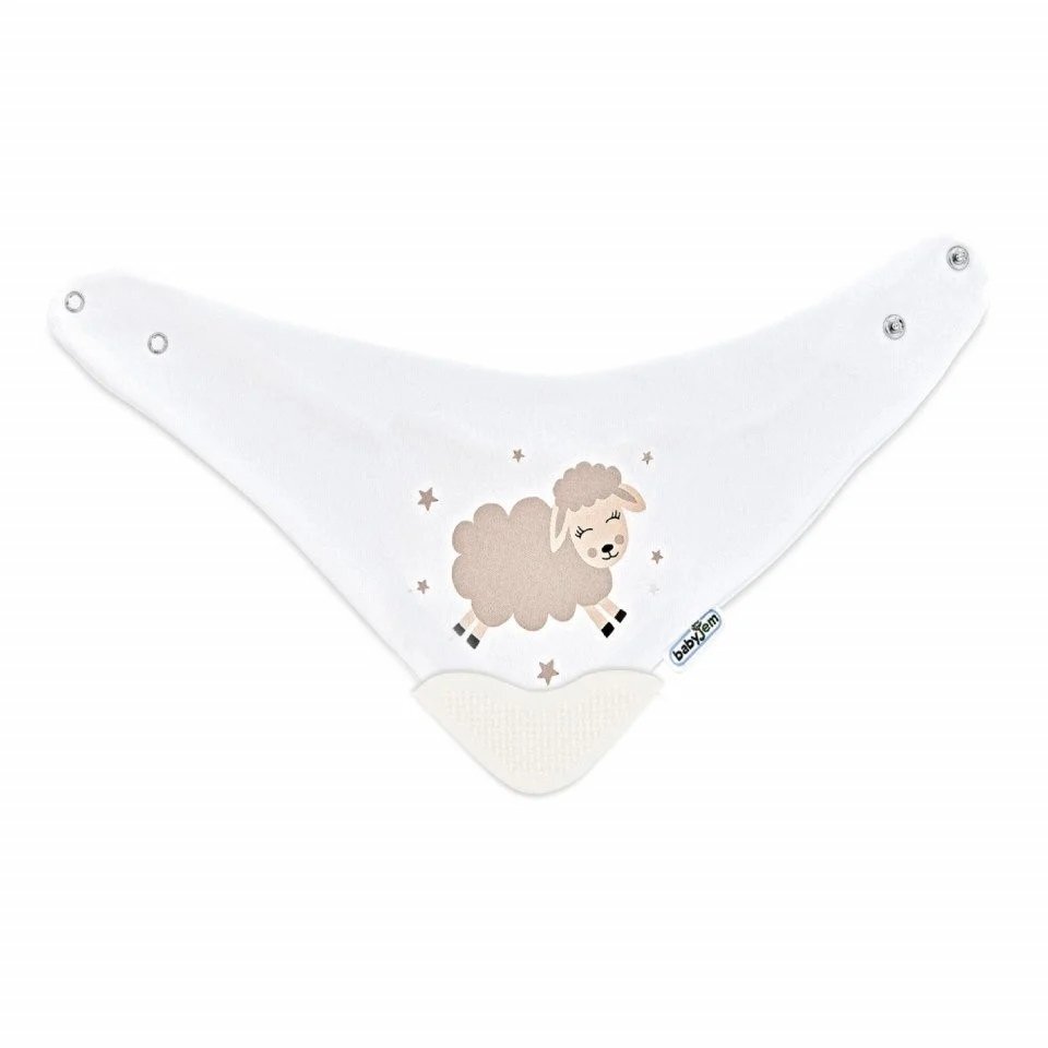 BabyJem Baveta triunghi cu accesoriu dentitie Cowboy Bib Ecru