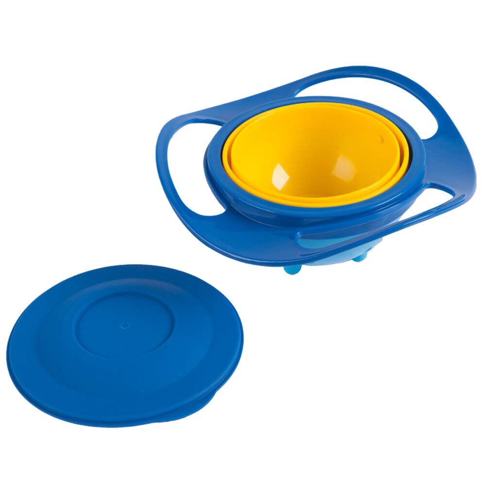 BabyJem Bol multifunctional cu capac si rotire 360 grade Amazing Bowl Blue
