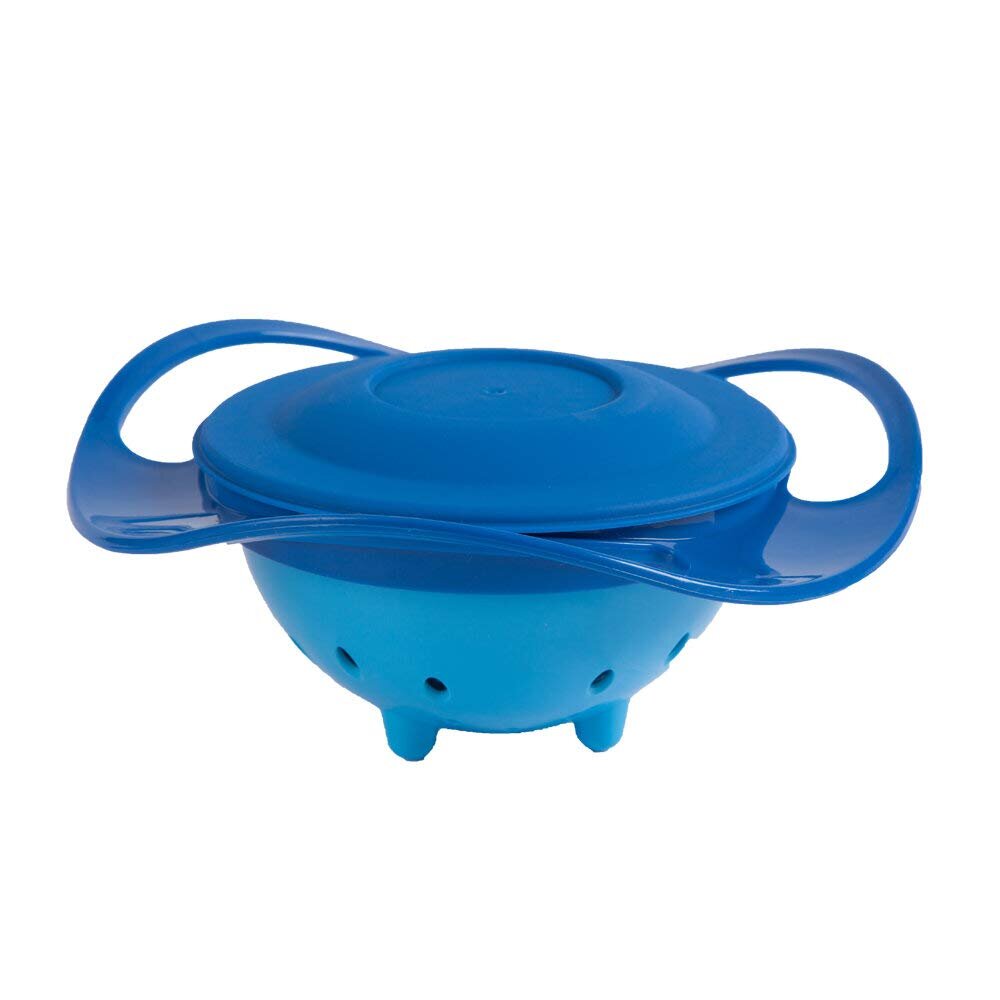 BabyJem Bol multifunctional cu capac si rotire 360 grade Amazing Bowl Blue
