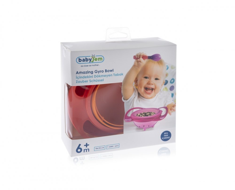 BabyJem Bol multifunctional cu capac si rotire 360 grade Amazing Bowl Gri