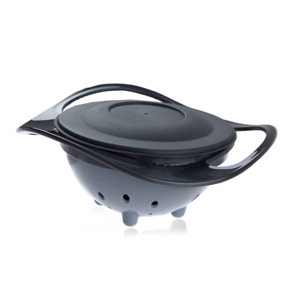 BabyJem Bol multifunctional cu capac si rotire 360 grade Amazing Bowl Gri
