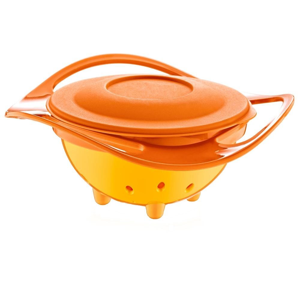 BabyJem Bol multifunctional cu capac si rotire 360 grade Amazing Bowl Orange