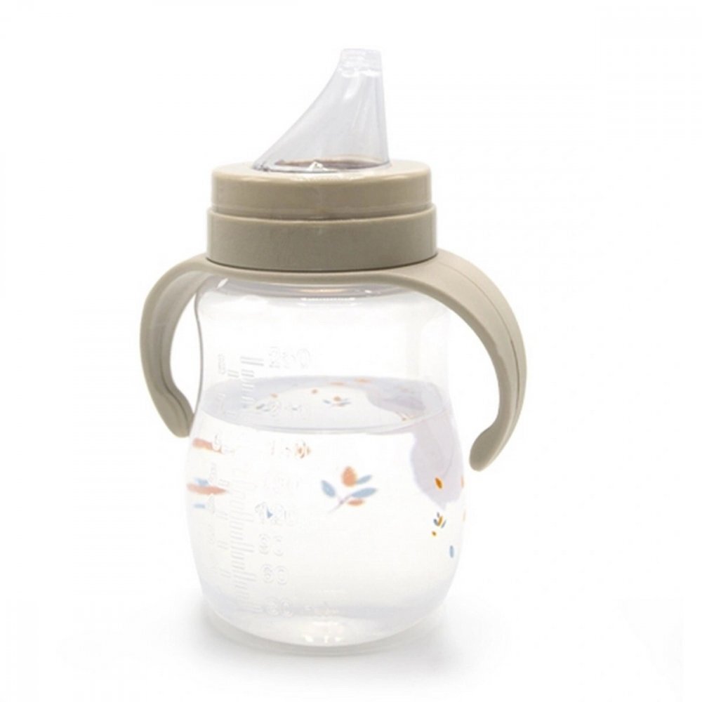 BabyJem Cana cu manere si cioc de silicon 250ml Swan Bej