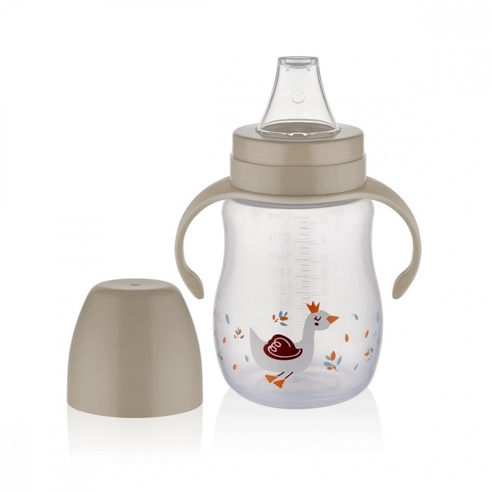 BabyJem Cana cu manere si cioc de silicon 250ml Swan Bej