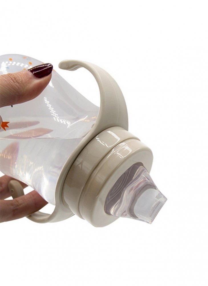 BabyJem Cana cu manere si cioc de silicon 250ml Swan Bej
