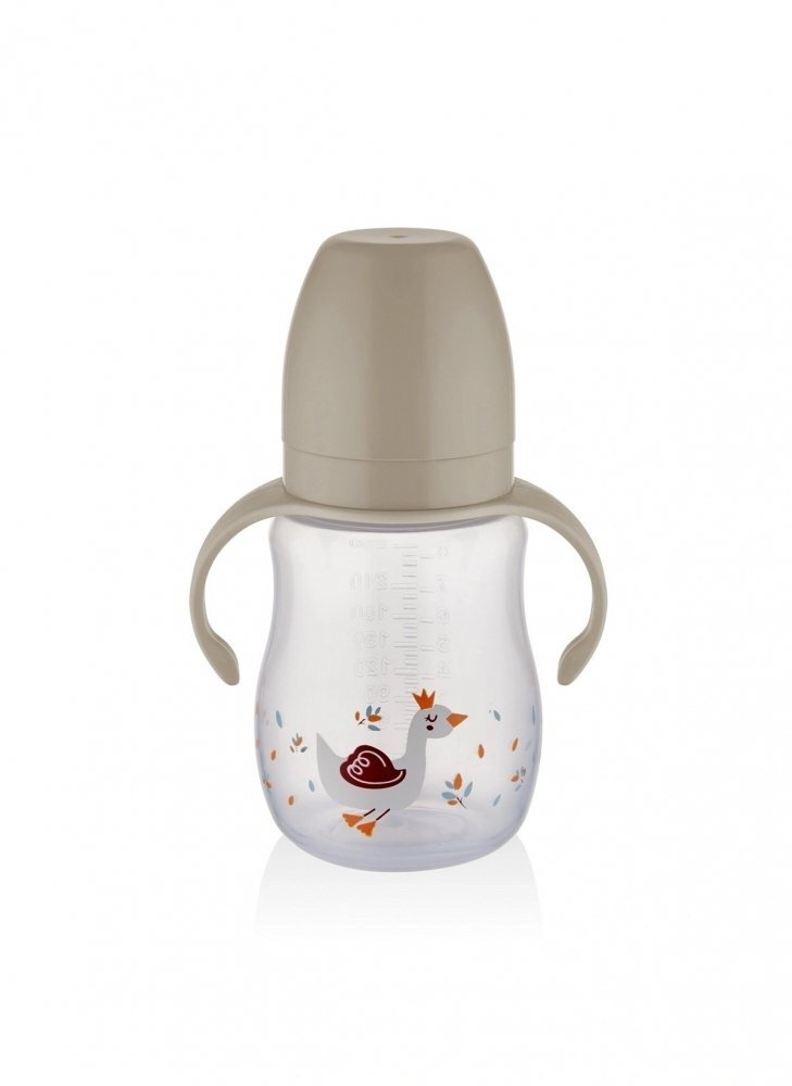 BabyJem Cana cu manere si cioc de silicon 250ml Swan Bej