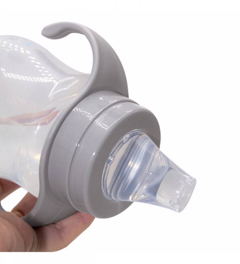 BabyJem Cana cu manere si cioc de silicon 250ml Whale Gri