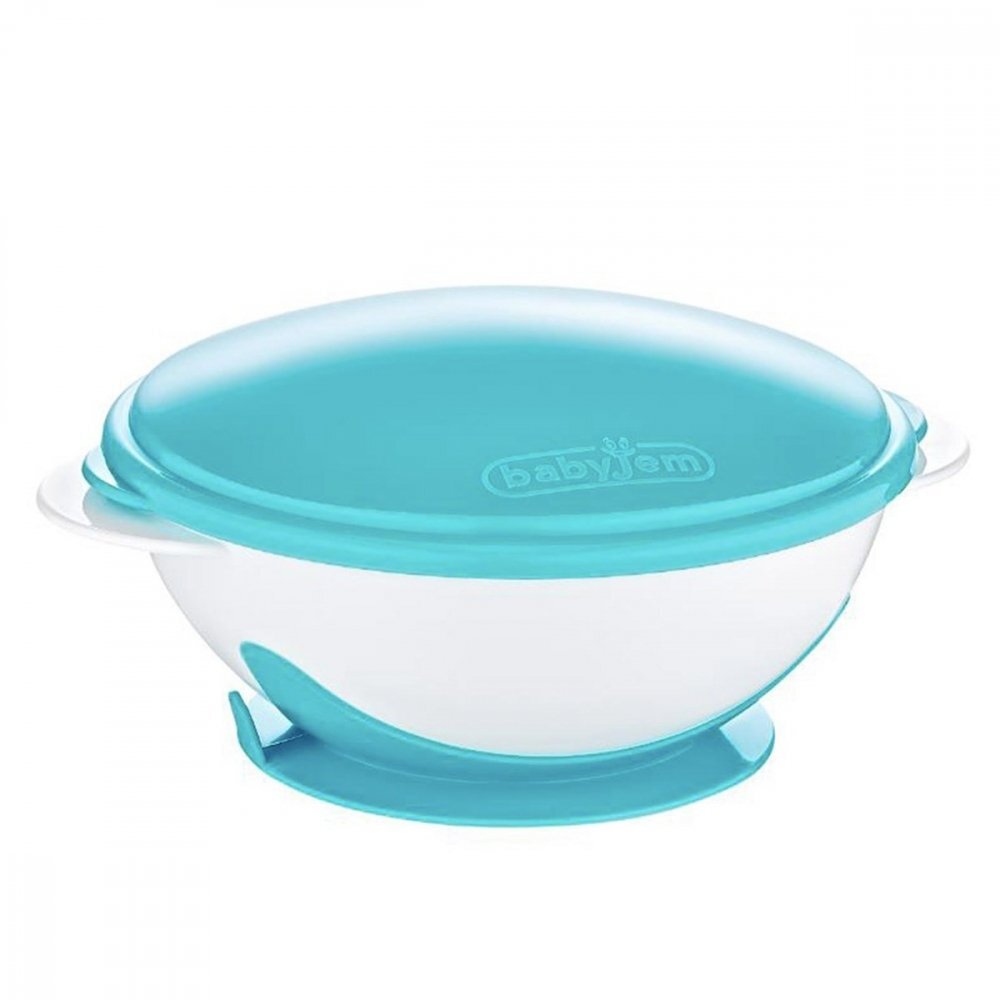 BabyJem Castron cu ventuza si capac Blue