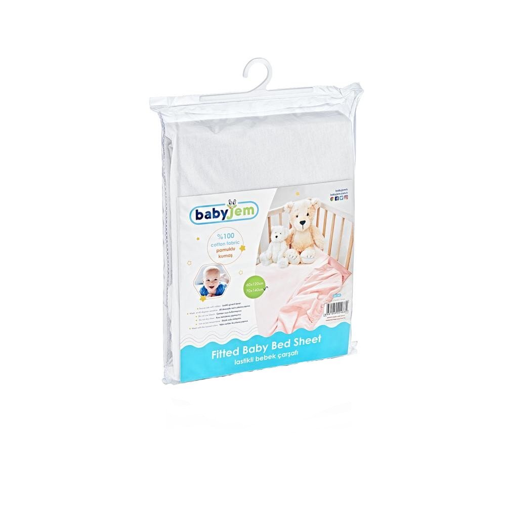 BabyJem Cearceaf din bumbac cu elastic White