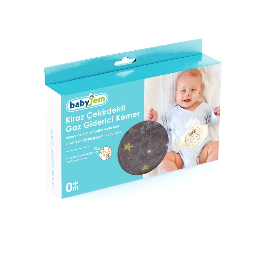 BabyJem Centura anticolici cu samburi de cirese Sleepy Cloud Grey