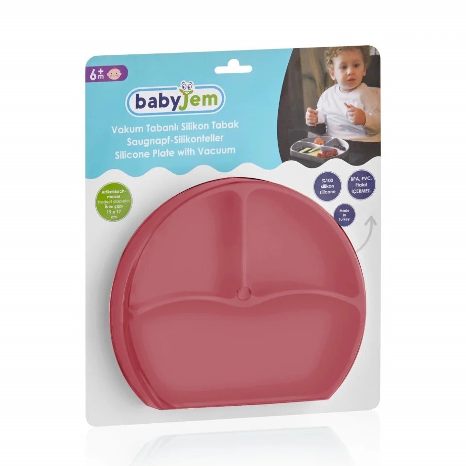 BabyJem Farfurie compartimentata din silicon cu ventuza Roz