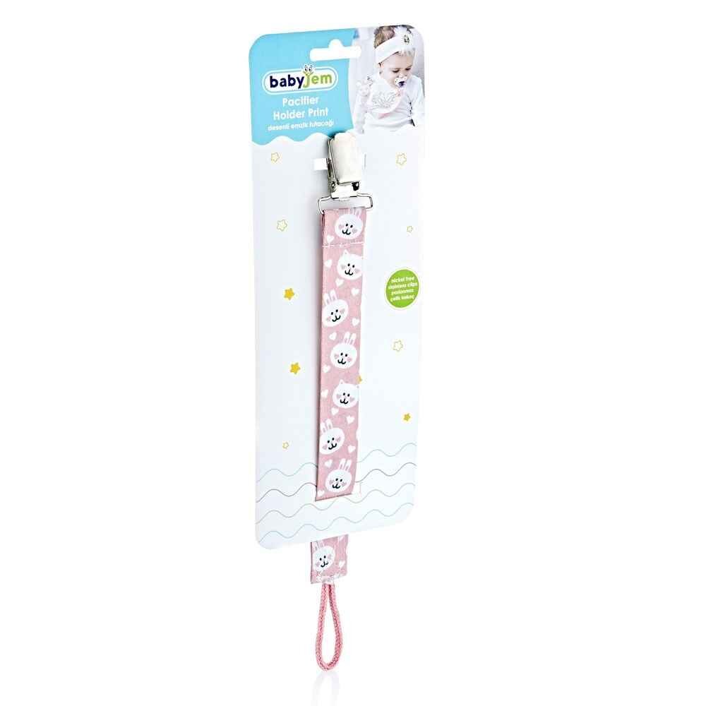 BabyJem Lantisor pentru suzeta din material textil Rabbit Pink