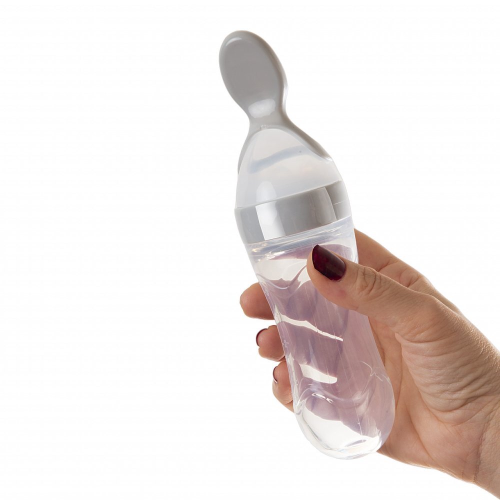 BabyJem Lingurita cu rezervor pentru bebelusi 90 ml Gri
