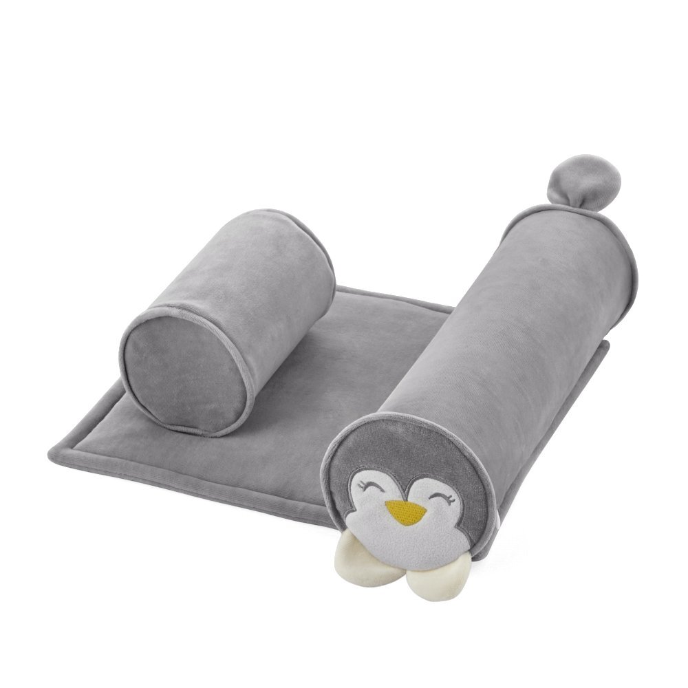 BabyJem Pernuta pozitionator anti-rasucire pentru bebelusi 34x36cm Pinguin Grey