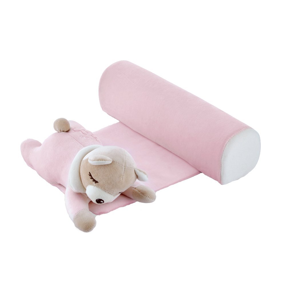BabyJem Pernuta pozitionator anti-rasucire pentru bebelusi Teddy Pink 35x31 cm