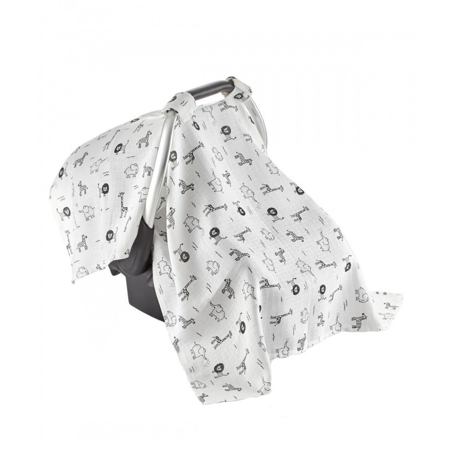BabyJem Protectie soare din muselina pentru scaun auto 0-13 kg Zoo