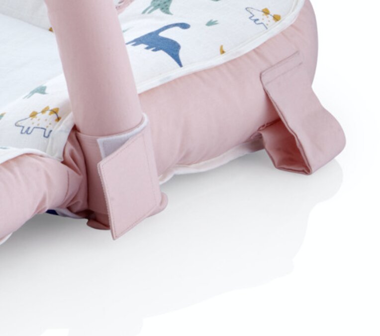 BabyJem Saltea multifunctionala Sit and Play cu bara jucarii Dino Pink