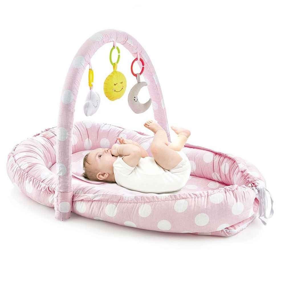 BabyJem Salteluta BabyNest cu bara jucarii Between parents roz