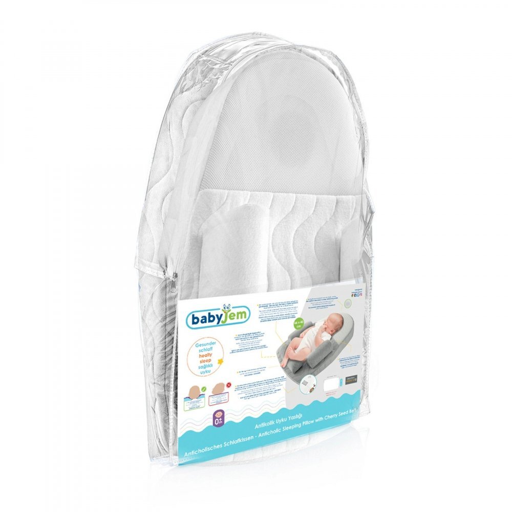 BabyJem Salteluta plan inclinat si saculet cu samburi de cirese 65x44 cm Velvet Grey