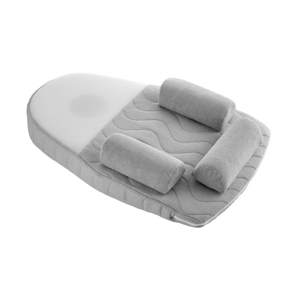 BabyJem Salteluta plan inclinat si saculet cu samburi de cirese 65x44 cm Velvet Grey