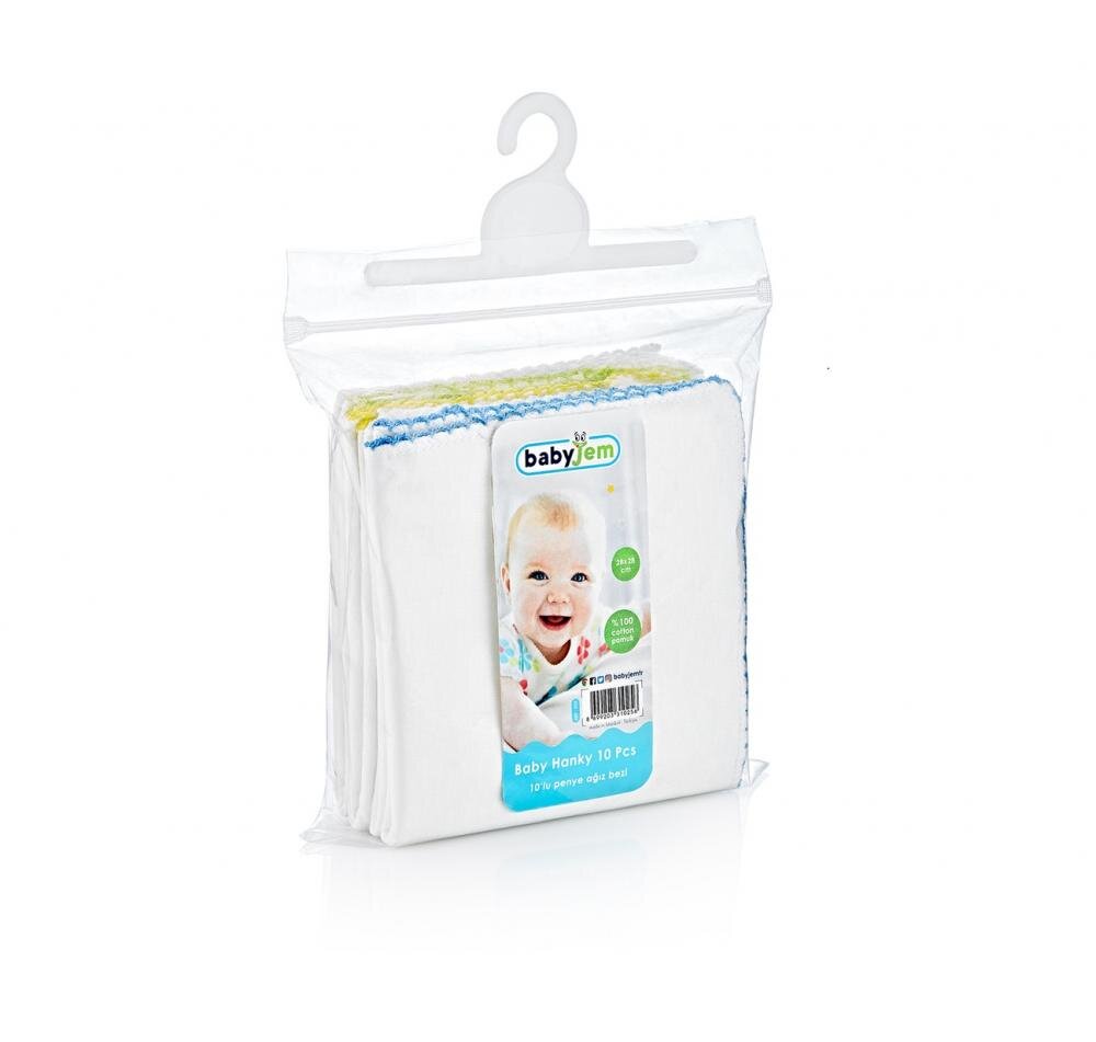 BabyJem Set 10 batistute din bumbac pentru copii 28x28 cm White
