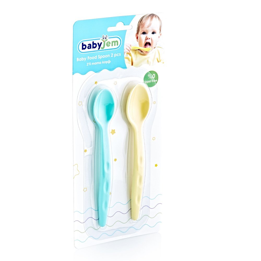 BabyJem Set 2 lingurite pentru copii GreenYellow