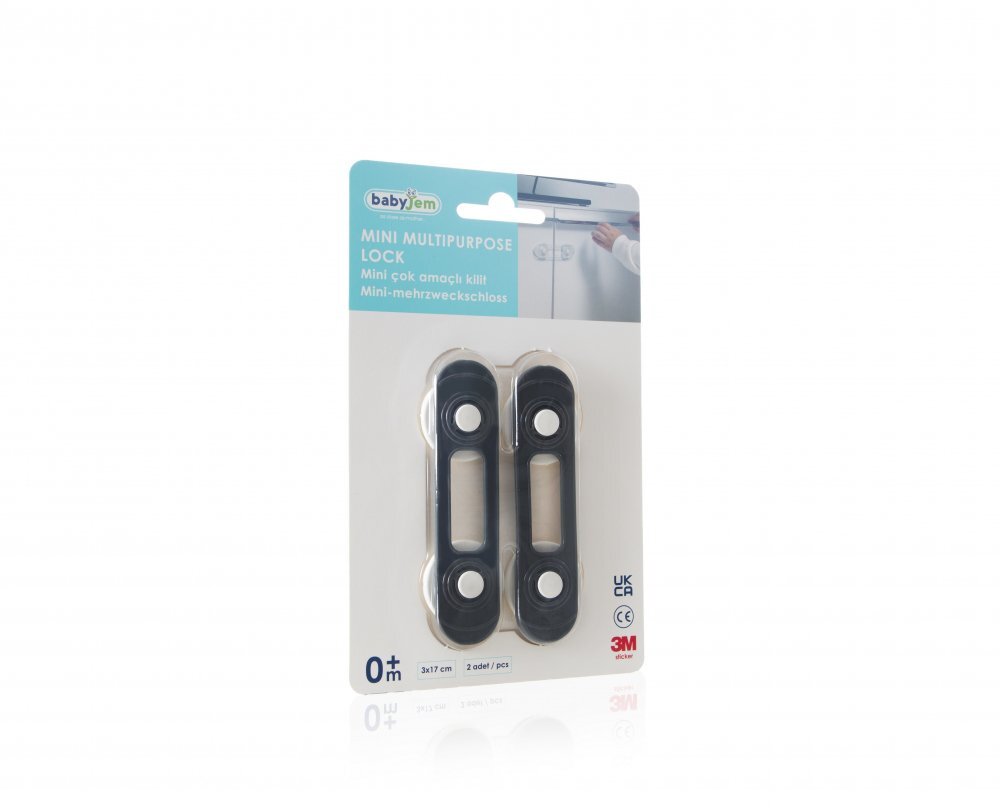 BabyJem Set 2 mini sigurante universale pentru usi si dulapuri Antracit