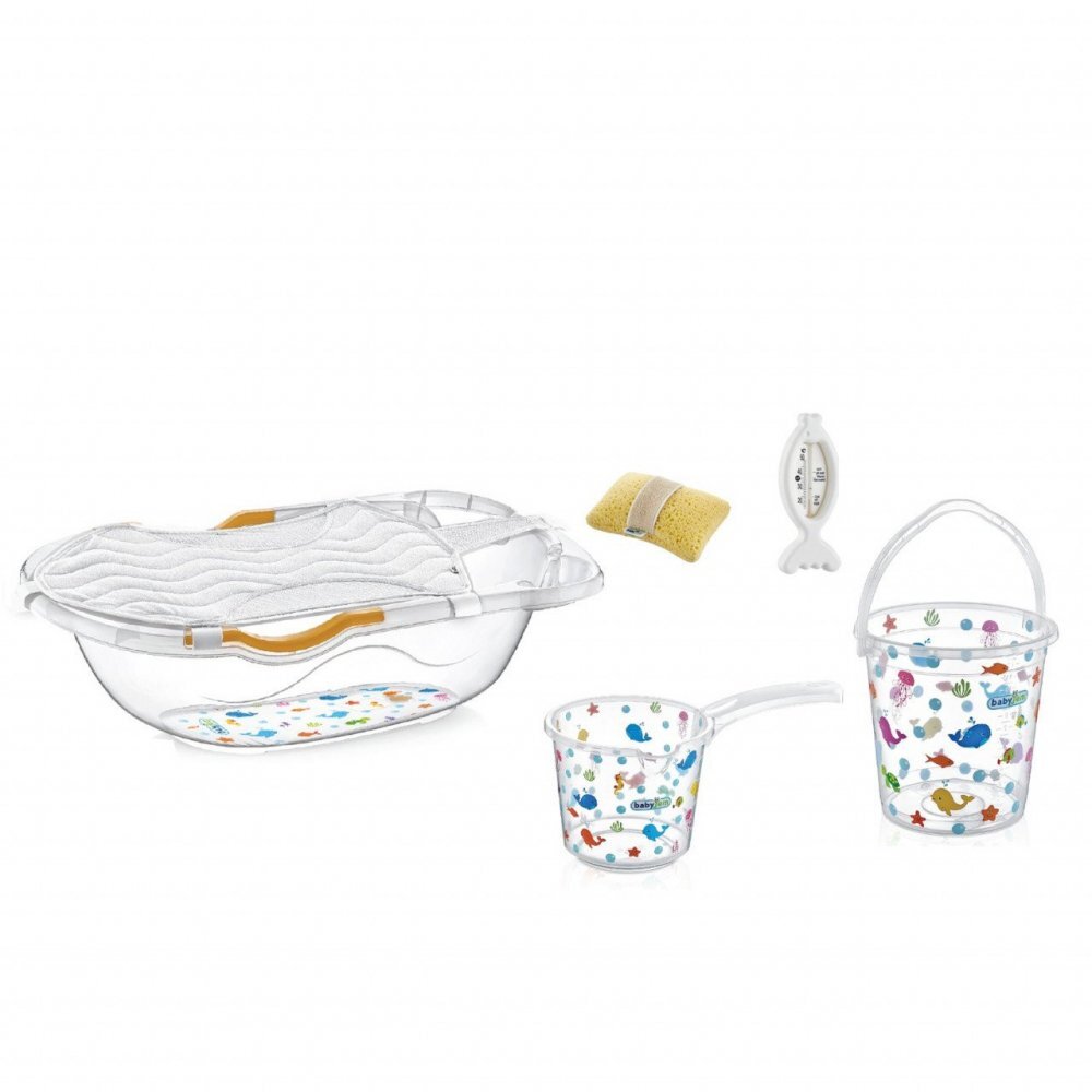 BabyJem Set cadita de baie cu 6 piese Alb