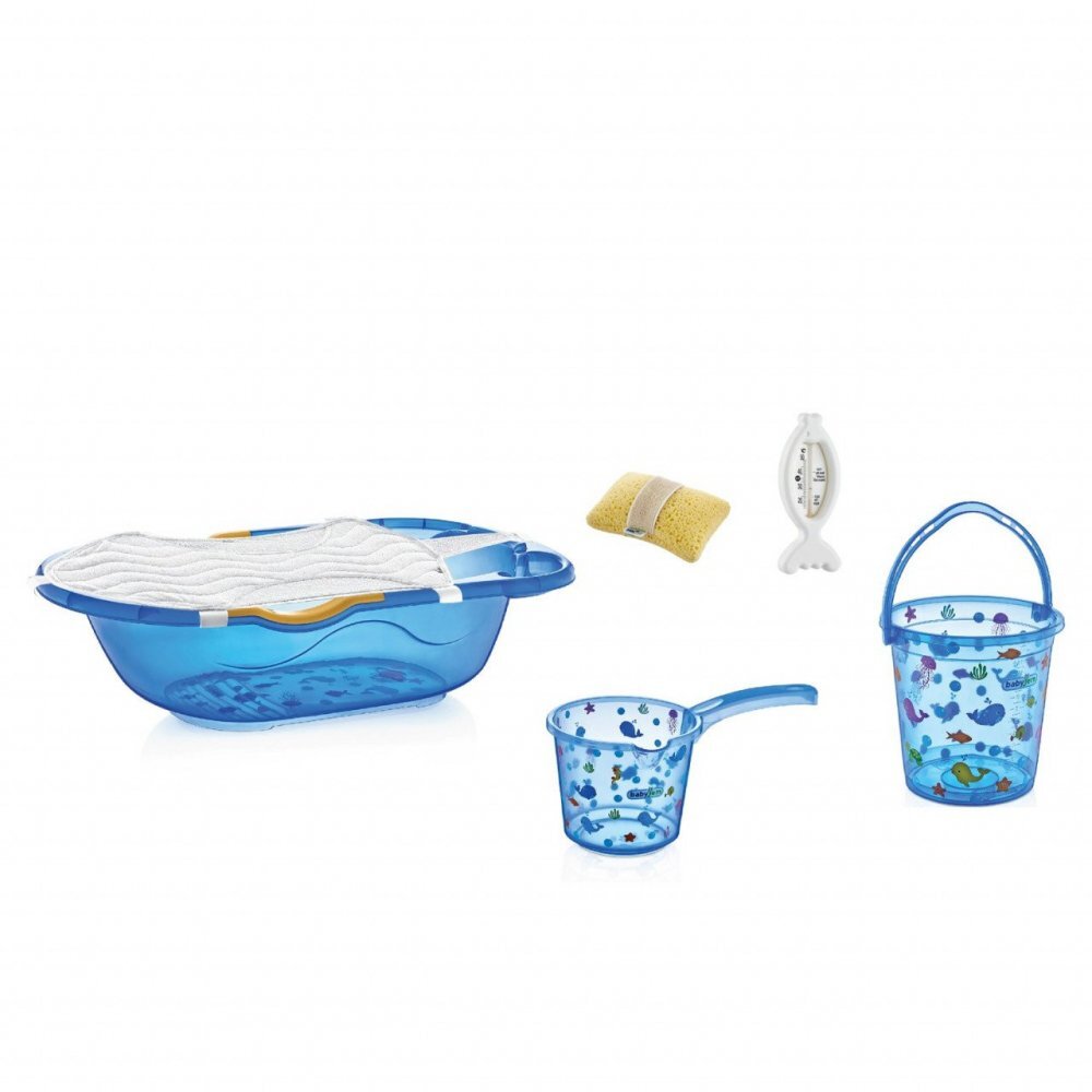 BabyJem Set cadita de baie cu 6 piese Bleu