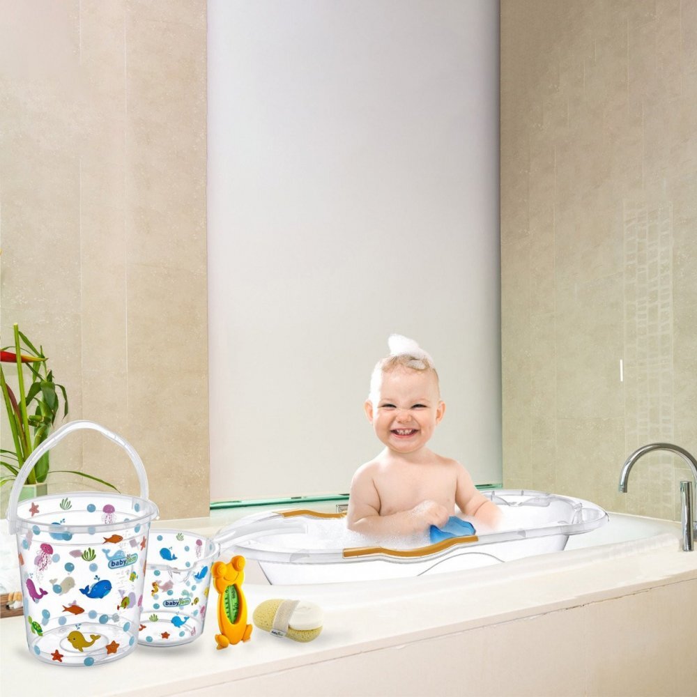 BabyJem Set cadita de baie cu 6 piese Roz