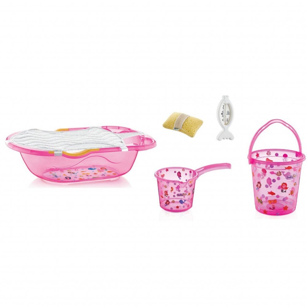 BabyJem Set cadita de baie cu 6 piese Roz