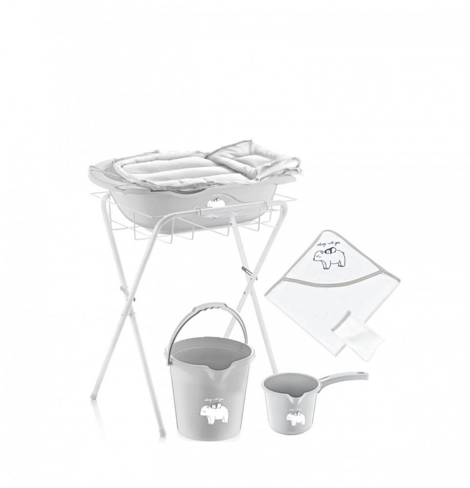 BabyJem Set cadita de baie pentru bebelusi cu 6 piese Gri