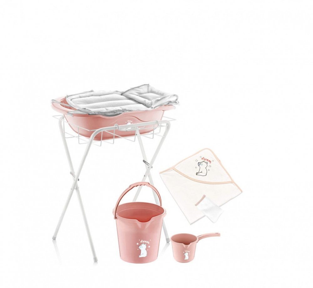 BabyJem Set cadita de baie pentru bebelusi cu 6 piese Roz)